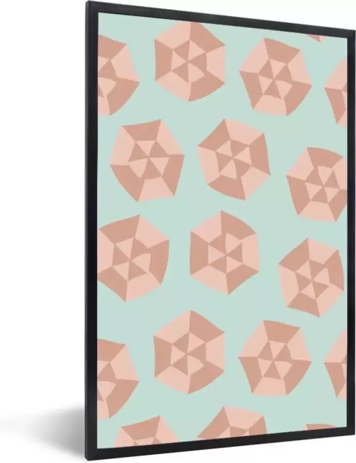 PosterMonkey Fotolijst incl. Poster Zomer Parasols Abstract 60x90 cm Posterlijst