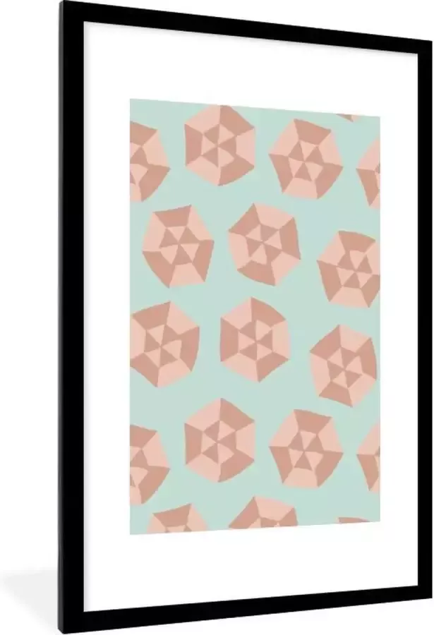 PosterMonkey Fotolijst incl. Poster Zomer Parasols Abstract 80x120 cm Posterlijst - Foto 2