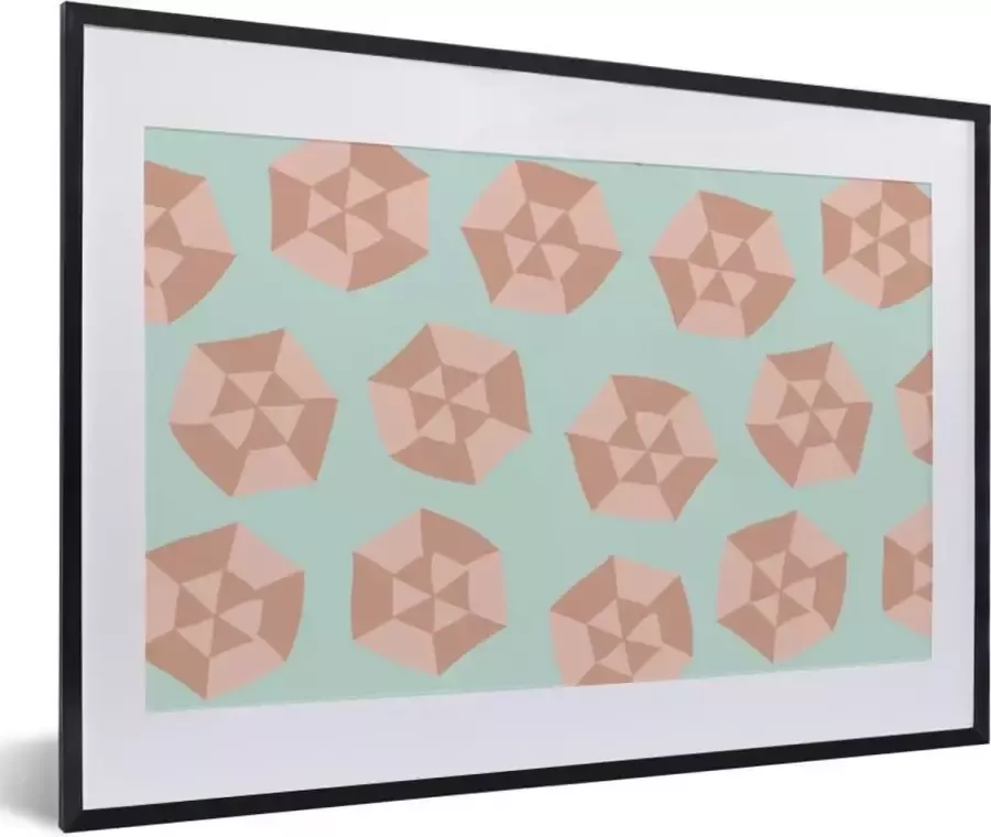 PosterMonkey Fotolijst incl. Poster Zomer Parasols Lichtblauw 60x40 cm Posterlijst