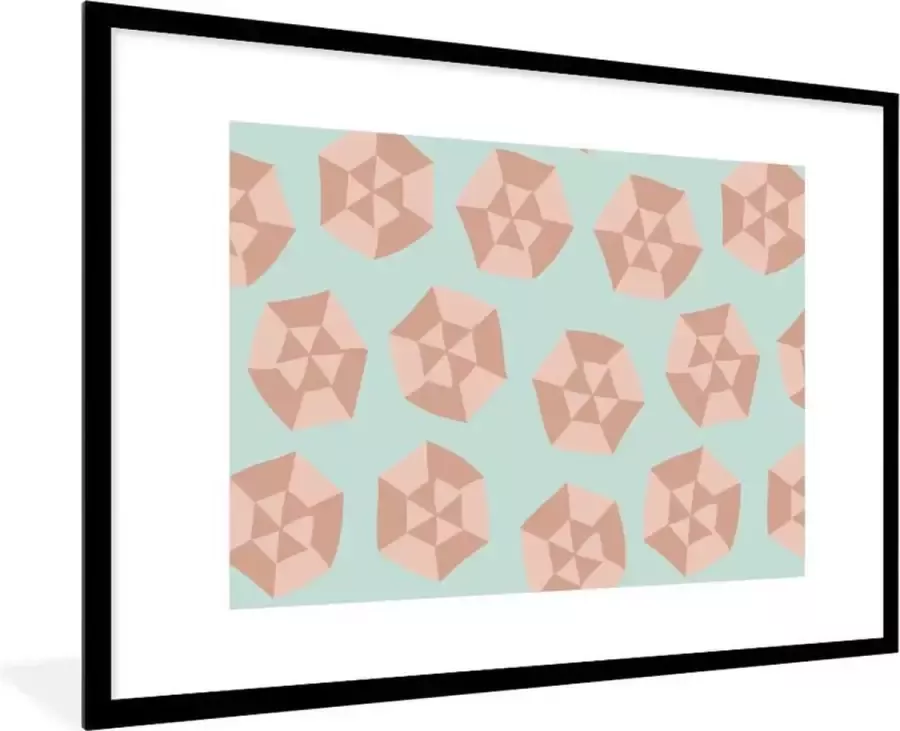 PosterMonkey Fotolijst incl. Poster Zomer Parasols Lichtblauw 90x60 cm Posterlijst