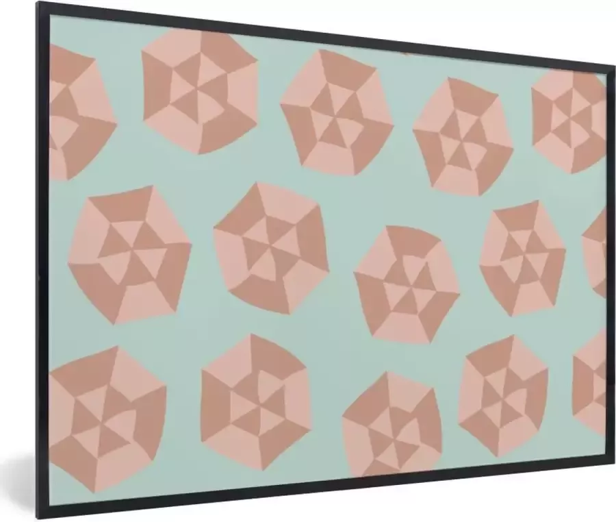 PosterMonkey Fotolijst incl. Poster Zomer Parasols Lichtblauw 90x60 cm Posterlijst