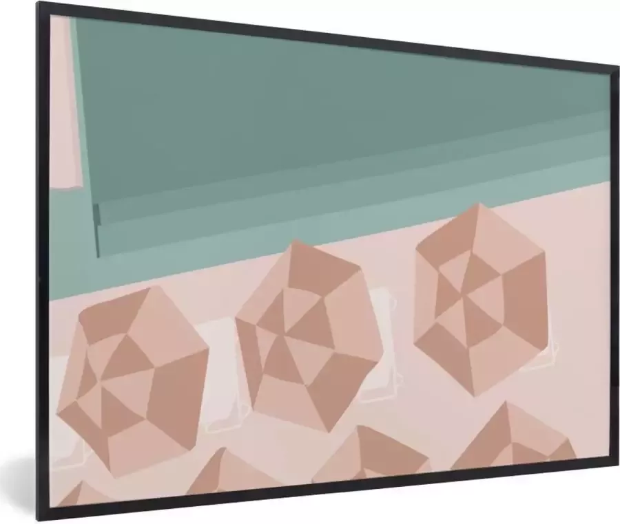 PosterMonkey Fotolijst incl. Poster Zomer Parasols Strand Zee 30x20 cm Posterlijst