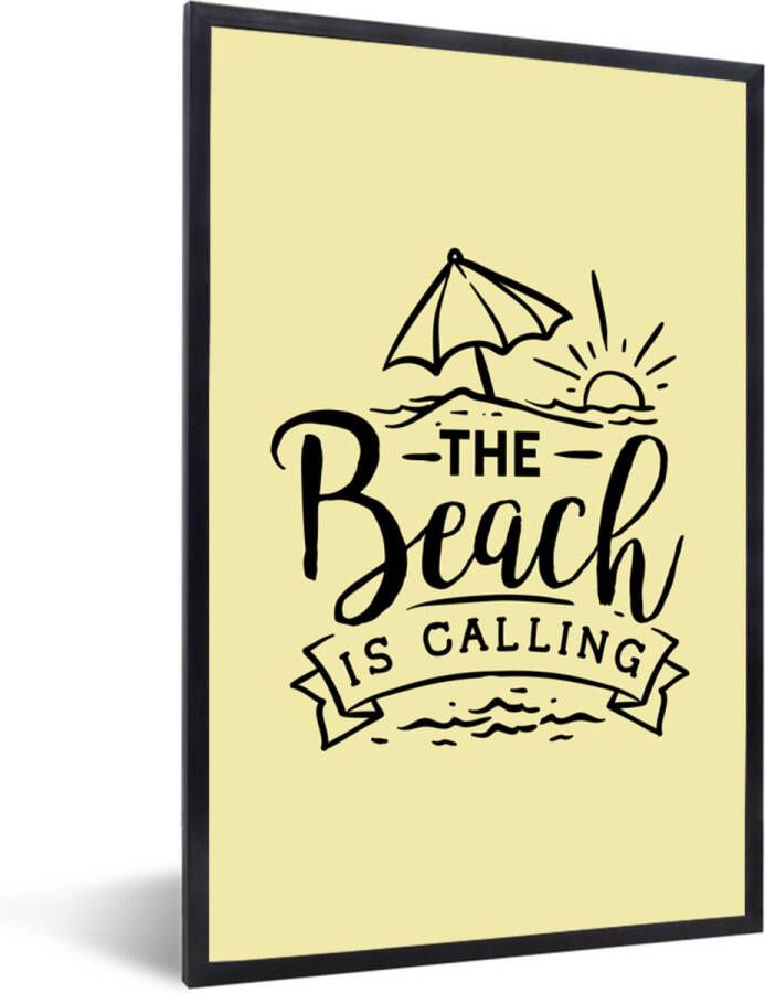 PosterMonkey Fotolijst incl. Poster Zomer Strand Parasol Spreuken 20x30 cm Posterlijst