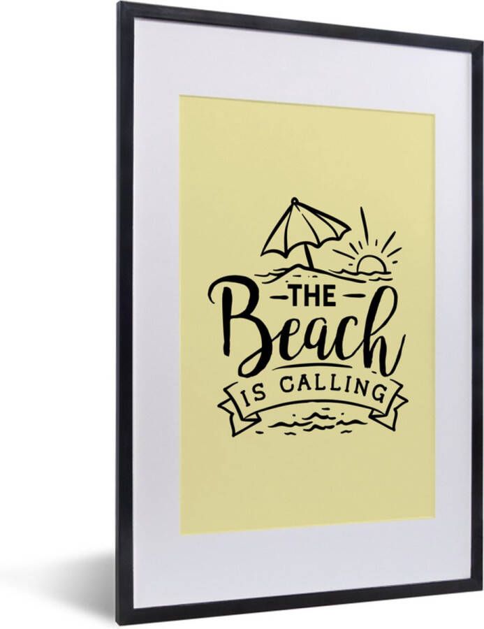 PosterMonkey Fotolijst incl. Poster Zomer Strand Parasol Spreuken 40x60 cm Posterlijst