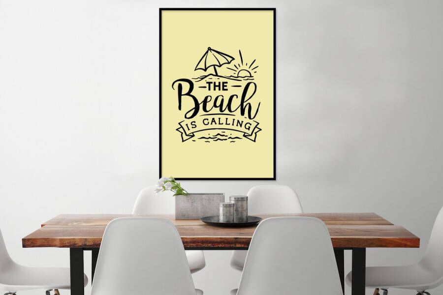 PosterMonkey Fotolijst incl. Poster Zomer Strand Parasol Spreuken 60x90 cm Posterlijst - Foto 2