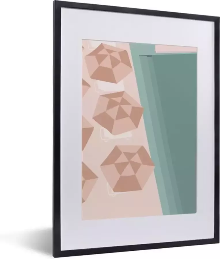 PosterMonkey Fotolijst incl. Poster Zomer Strandstoelen Parasols 30x40 cm Posterlijst