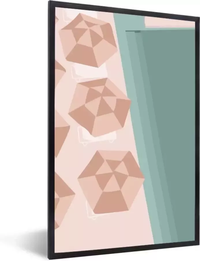 PosterMonkey Fotolijst incl. Poster Zomer Strandstoelen Parasols 40x60 cm Posterlijst