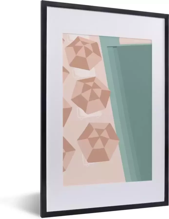 PosterMonkey Fotolijst incl. Poster Zomer Strandstoelen Parasols 40x60 cm Posterlijst