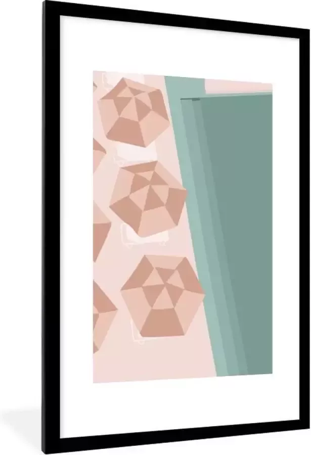 PosterMonkey Fotolijst incl. Poster Zomer Strandstoelen Parasols 60x90 cm Posterlijst
