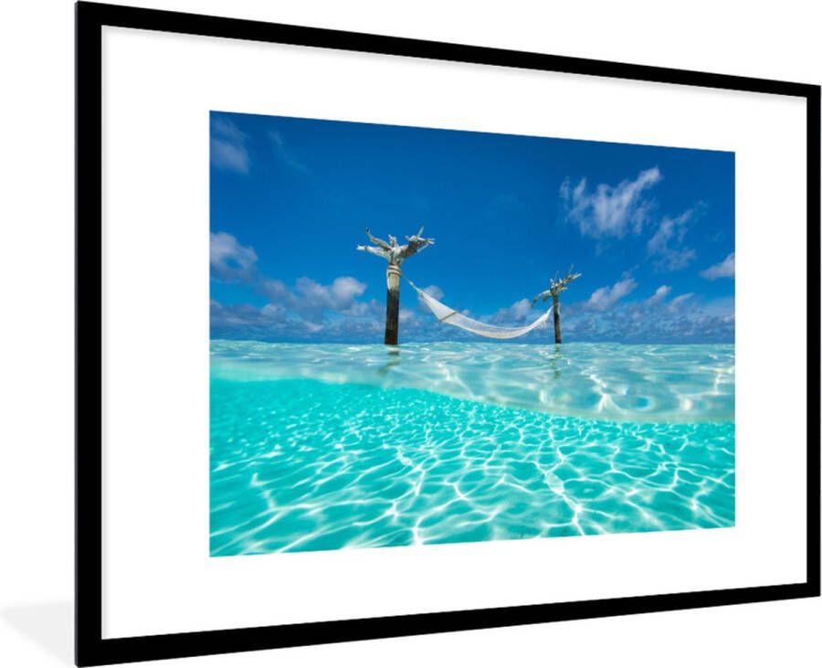 PosterMonkey Fotolijst incl. Poster Zomer Zee Hangmat 120x80 cm Posterlijst - Foto 3