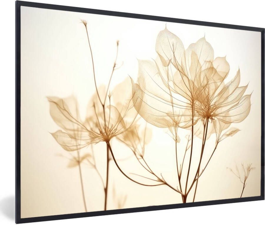 PosterMonkey Fotolijst inclusief poster 60x40 cm Beige droogbloemen Foto in kader Wanddecoratie planten Fotokader muurposter natuur Posters in fotolijsten Bed decoratie Houten frame ophangsysteem Foto lijst posterlijst - Foto 2