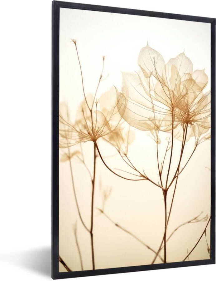 PosterMonkey Fotolijst inclusief poster 80x120 cm Beige droogbloemen Foto in kader Wanddecoratie planten Fotokader muurposter natuur Posters in fotolijsten Bed decoratie Houten frame ophangsysteem Foto lijst posterlijst - Foto 2
