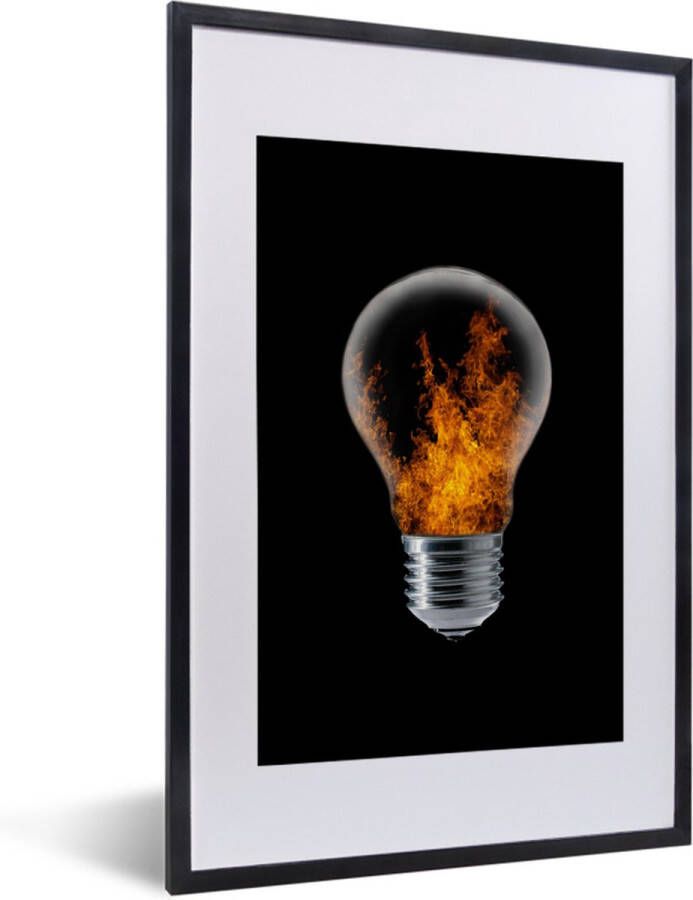 PosterMonkey Fotolijst Poster Lamp Vuur Zwart 40x60 cm Frame Muurdecoratie