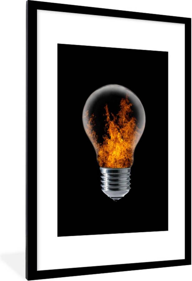 PosterMonkey Fotolijst Poster Lamp Vuur Zwart 60x90 cm Frame Muurdecoratie - Foto 3
