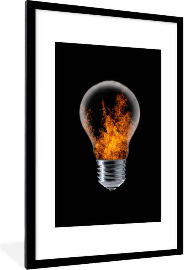 PosterMonkey Fotolijst Poster Lamp Vuur Zwart 80x120 cm Frame Muurdecoratie - Foto 2
