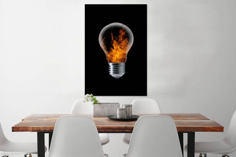 PosterMonkey Fotolijst Poster Lamp Vuur Zwart 80x120 cm Frame Muurdecoratie