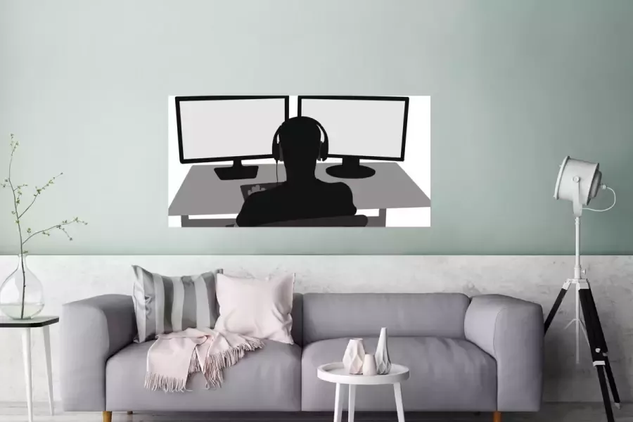 PosterMonkey Game Poster Gamer Computer Bureau Illustratie 120x60 cm - Foto 2
