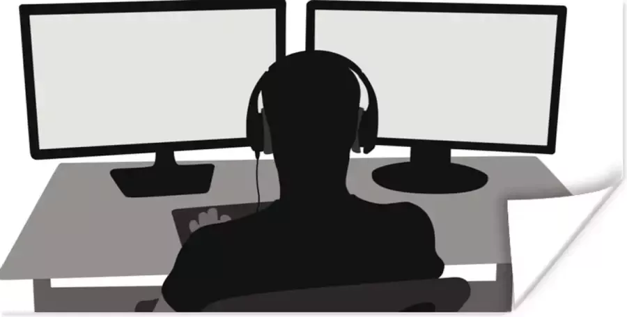 PosterMonkey Game Poster Gamer Computer Bureau Illustratie 150x75 cm