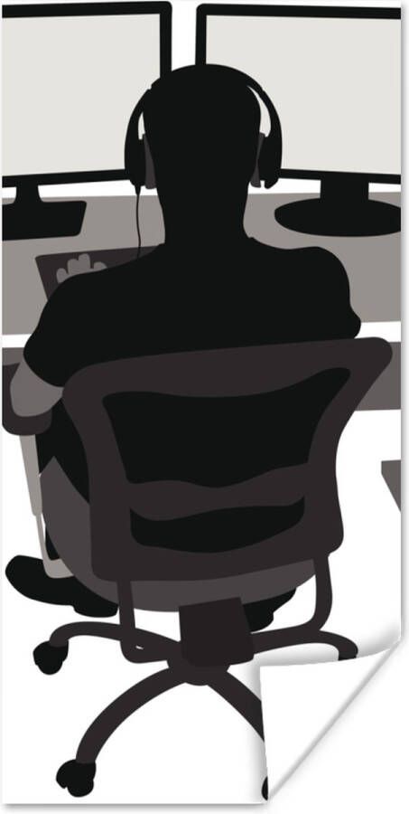 PosterMonkey Game Poster Gamer Computer Bureau Illustratie 20x40 cm