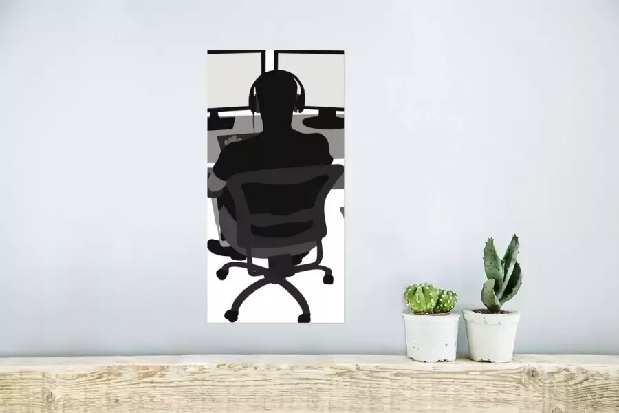 PosterMonkey Game Poster Gamer Computer Bureau Illustratie 20x40 cm - Foto 2