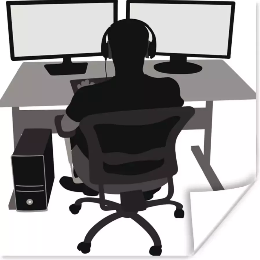 PosterMonkey Game Poster Gamer Computer Bureau Illustratie 30x30 cm