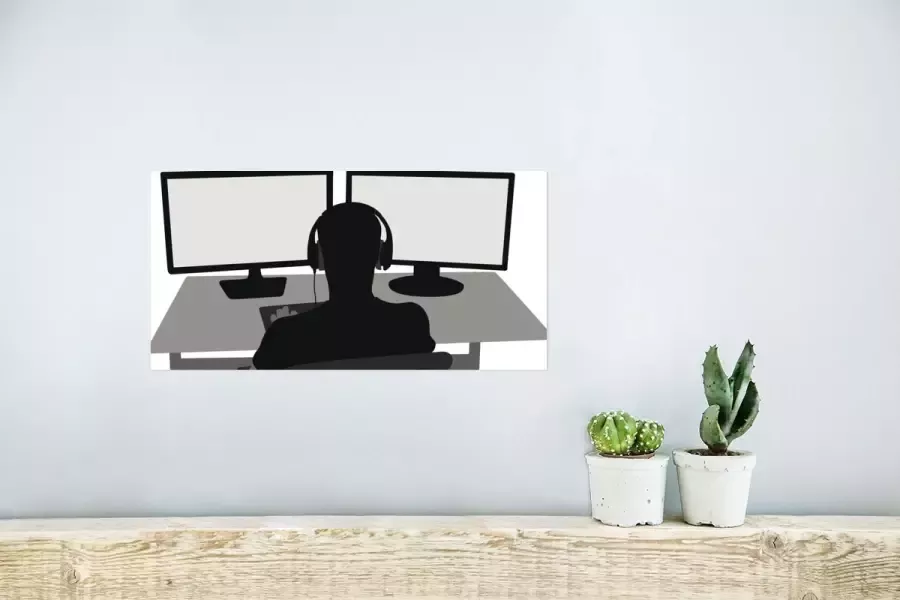 PosterMonkey Game Poster Gamer Computer Bureau Illustratie 40x20 cm - Foto 2