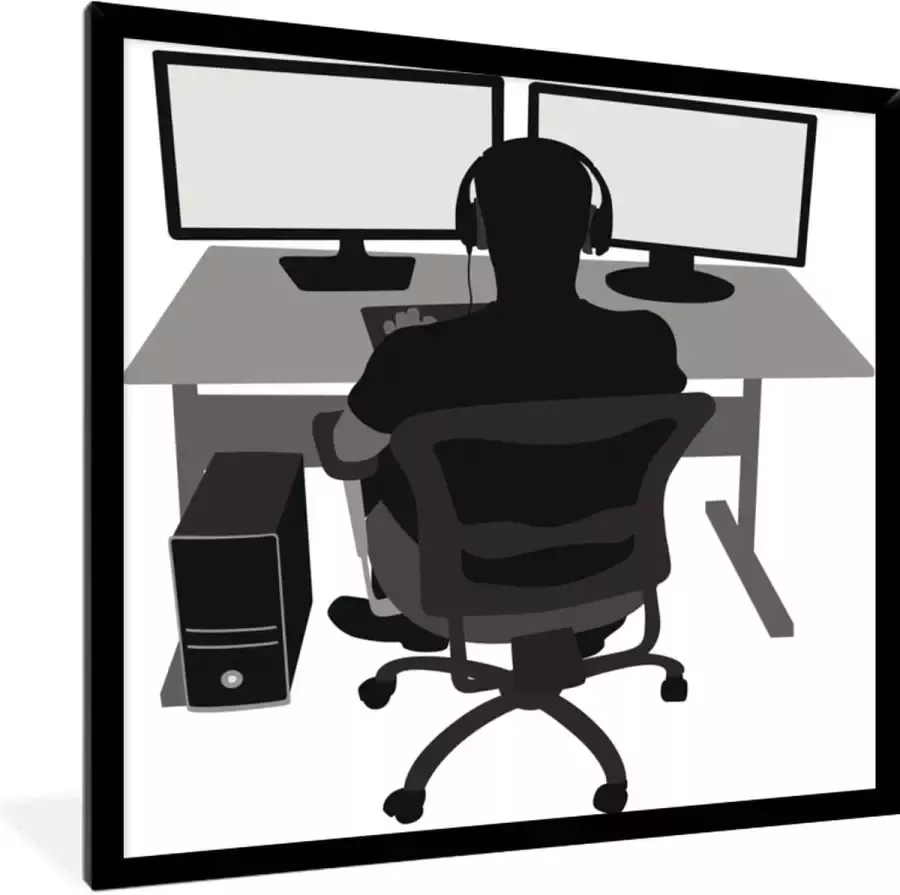 PosterMonkey Game Poster Gamer Computer Bureau Illustratie 40x40 cm
