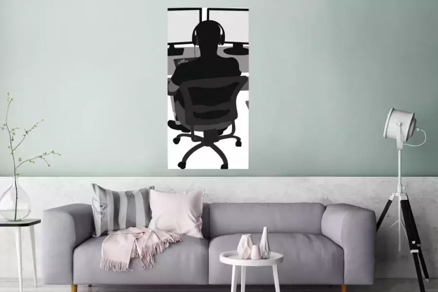 PosterMonkey Game Poster Gamer Computer Bureau Illustratie 60x120 cm - Foto 2