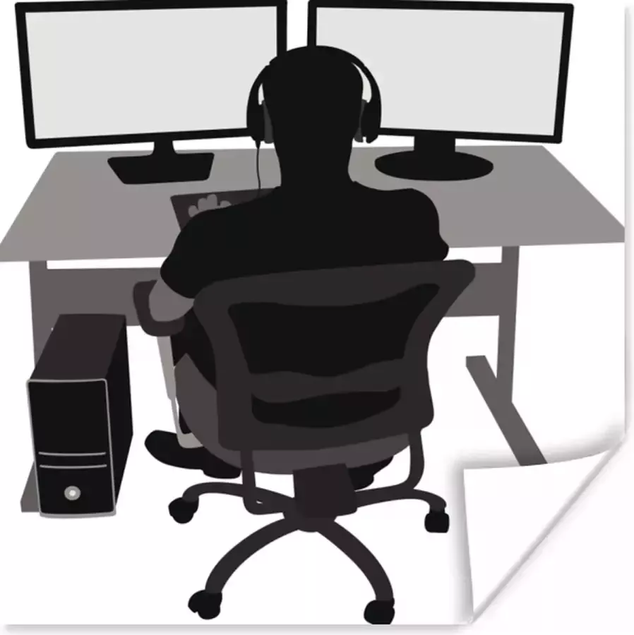PosterMonkey Game Poster Gamer Computer Bureau Illustratie 75x75 cm