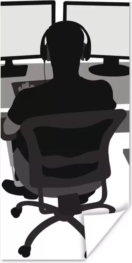 PosterMonkey Game Poster Gamer Computer Bureau Illustratie 80x160 cm
