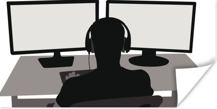 PosterMonkey Game Poster Gamer Computer Bureau Illustratie 80x40 cm