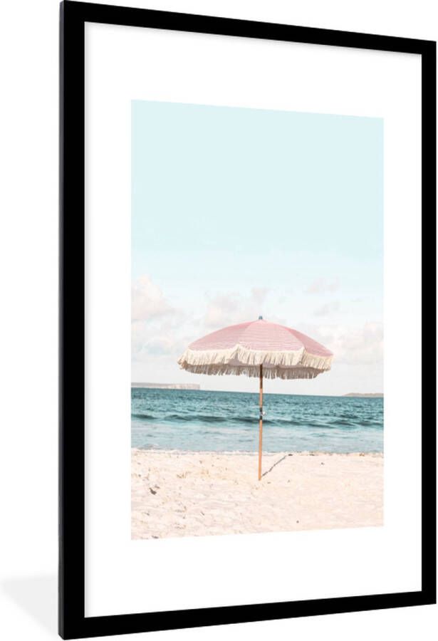 PosterMonkey Fotolijst incl. Poster Parasol Strand Zee Wolken 90x60 cm Posterlijst - Foto 2