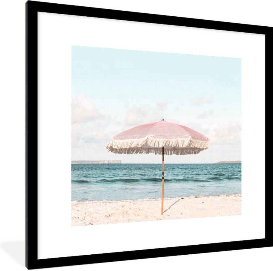 PosterMonkey Fotolijst incl. Poster Parasol Strand Zee Wolken 40x40 cm Posterlijst - Foto 3