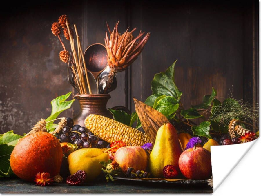PosterMonkey Poster Groente Fruit Rustiek Tafel 40x30 cm Kerstversiering Kerstdecoratie voor binnen Kerstmis - Foto 2