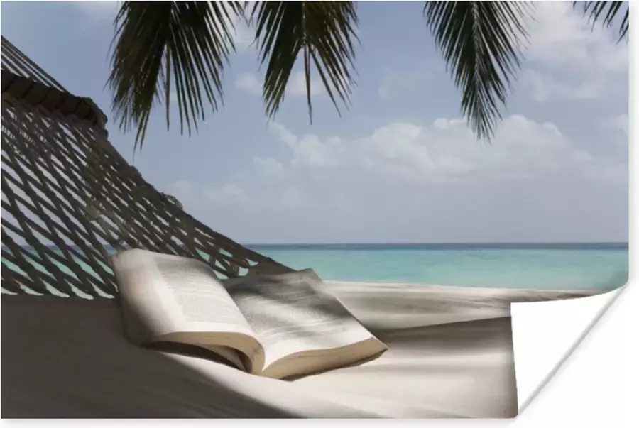 PosterMonkey Poster Hangmat Boek Strand 30x20 cm