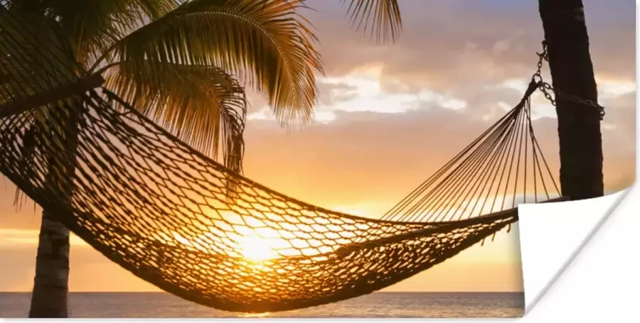 PosterMonkey Poster Hangmat op het Caribische strand 80x40 cm