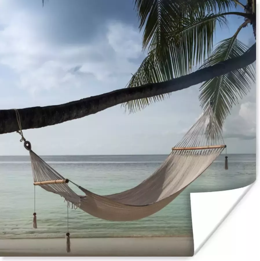 PosterMonkey Poster Palmboom Hangmat Strand 100x100 cm XXL