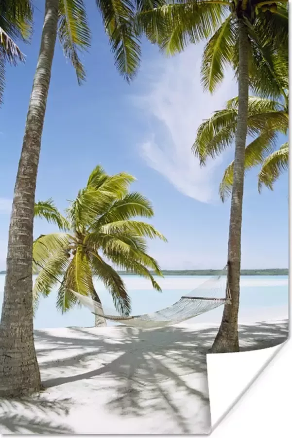 PosterMonkey Poster Palmboom Hangmat Zand 20x30 cm