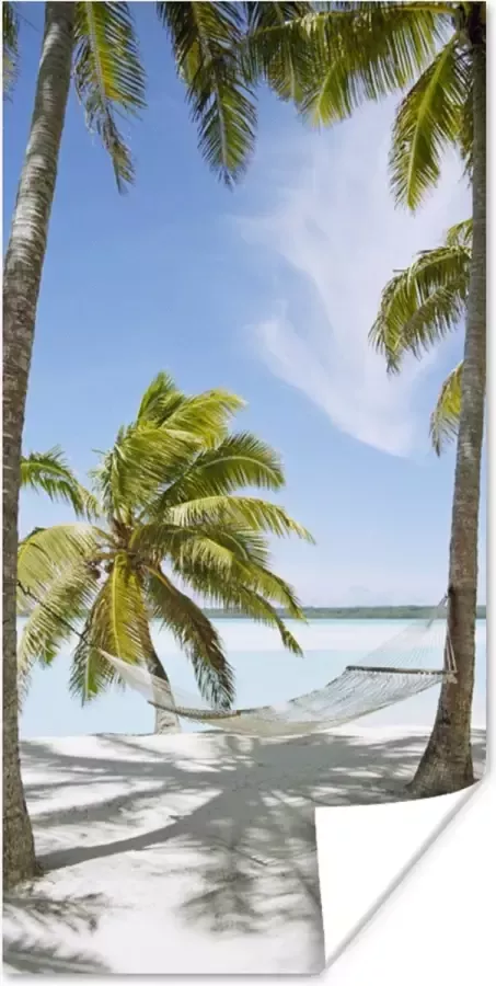 PosterMonkey Poster Palmboom Hangmat Zand 40x80 cm