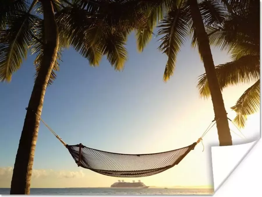 PosterMonkey Poster Palmboom Hangmat Zonsondergang 120x90 cm