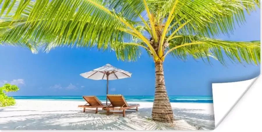 PosterMonkey Poster Palmboom Strandstoel Parasol 120x60 cm