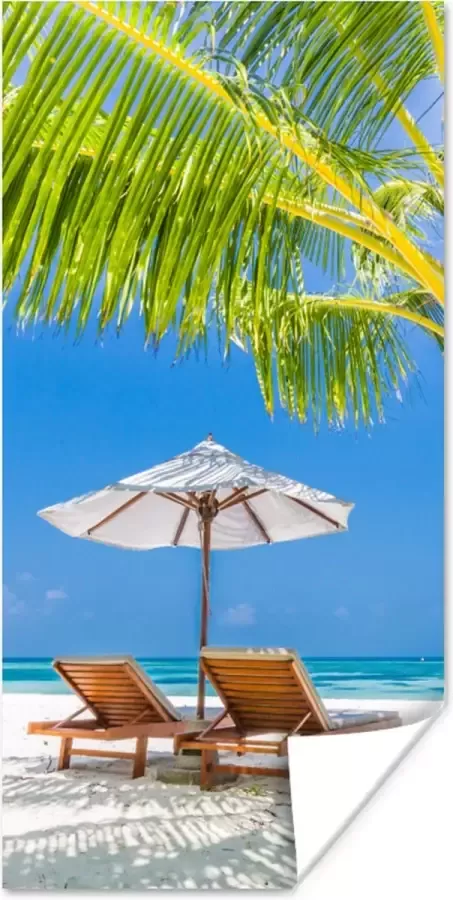 PosterMonkey Poster Palmboom Strandstoel Parasol 75x150 cm