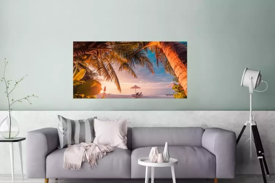 PosterMonkey Poster Parasol Stoelen Strand 120x60 cm - Foto 2