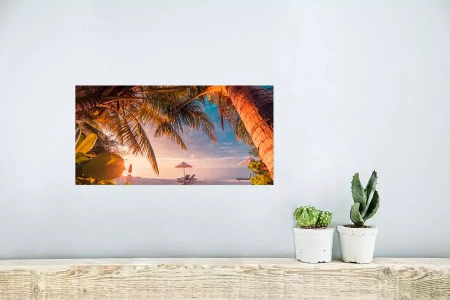 PosterMonkey Poster Parasol Stoelen Strand 40x20 cm - Foto 2