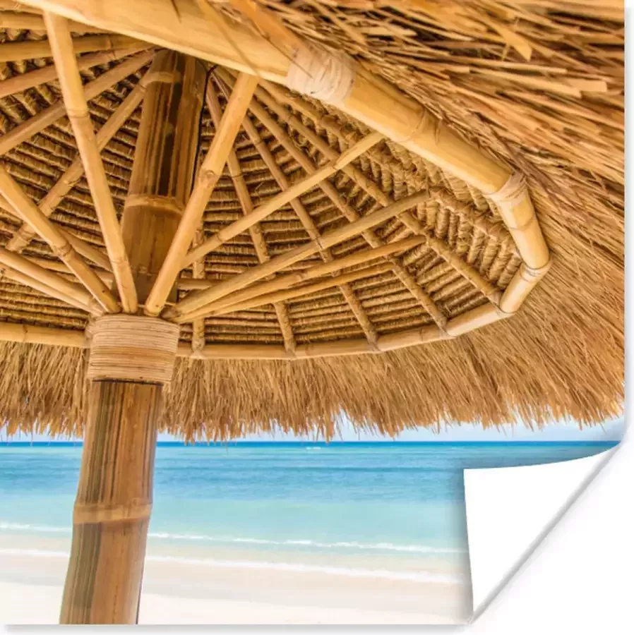 Poster 100x100 cm Parasol Strand Zee Tropisch Posters Kamer decoratie Wanddecoratie woonkamer Muurdecoratie slaapkamer XXL