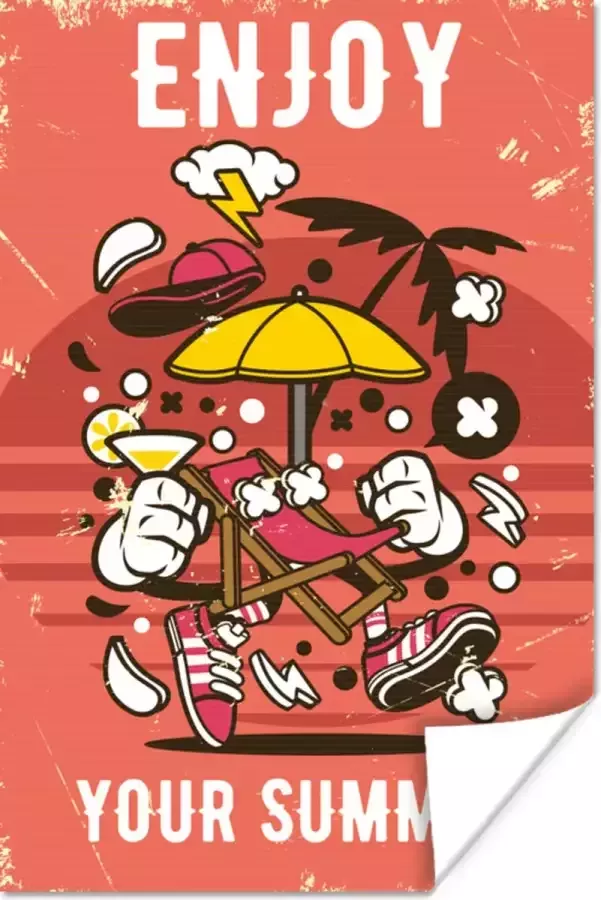 Poster 120x180 cm Parasol Zomer Retro Posters Kamer decoratie Wanddecoratie woonkamer Muurdecoratie slaapkamer XXL Vaderdag cadeau Geschenk Cadeautje voor hem Tip Mannen