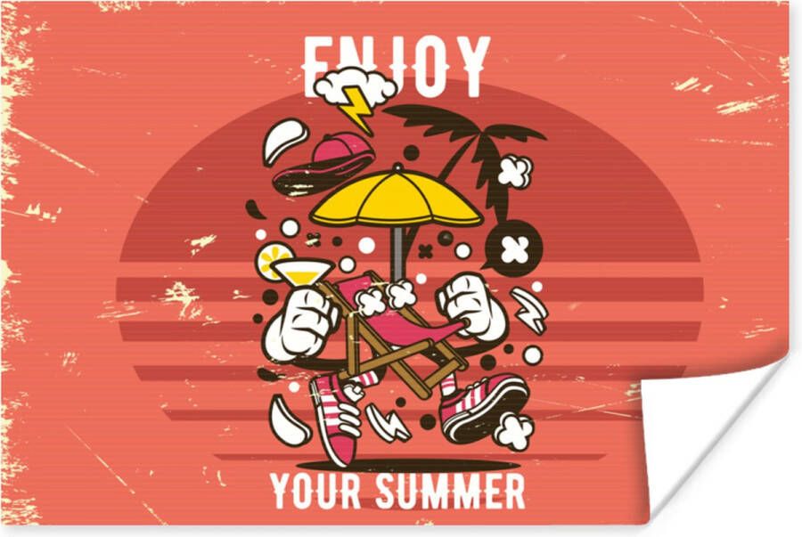 PosterMonkey Poster Parasol Zomer Vintage 60x40 cm Vaderdag cadeau Geschenk Cadeautje voor hem Tip Mannen