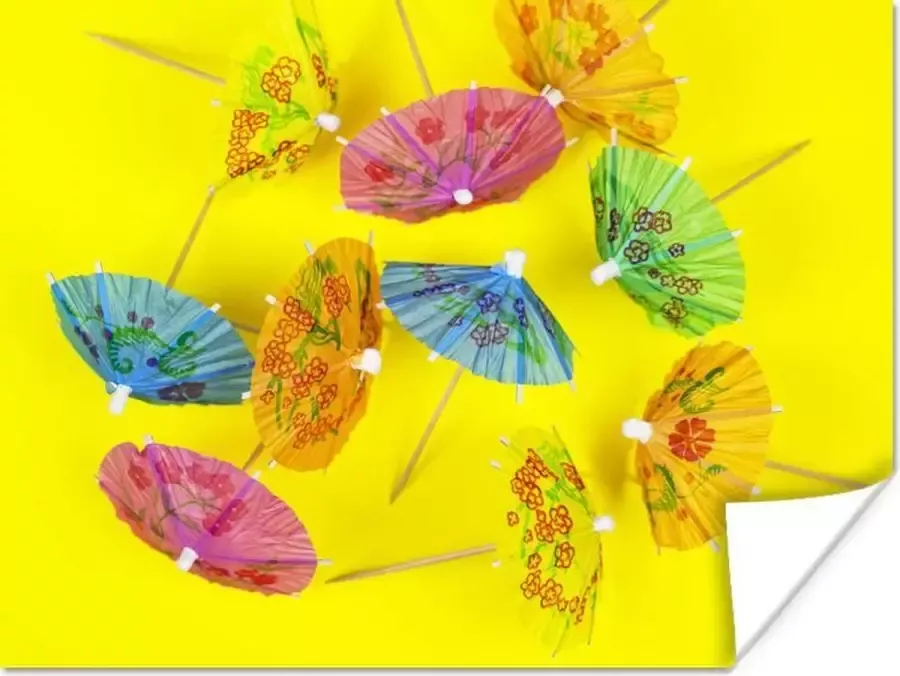 PosterMonkey Poster Parasols op geel 160x120 cm XXL