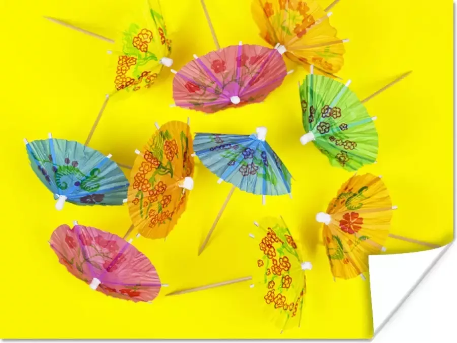PosterMonkey Poster Parasols op geel 80x60 cm