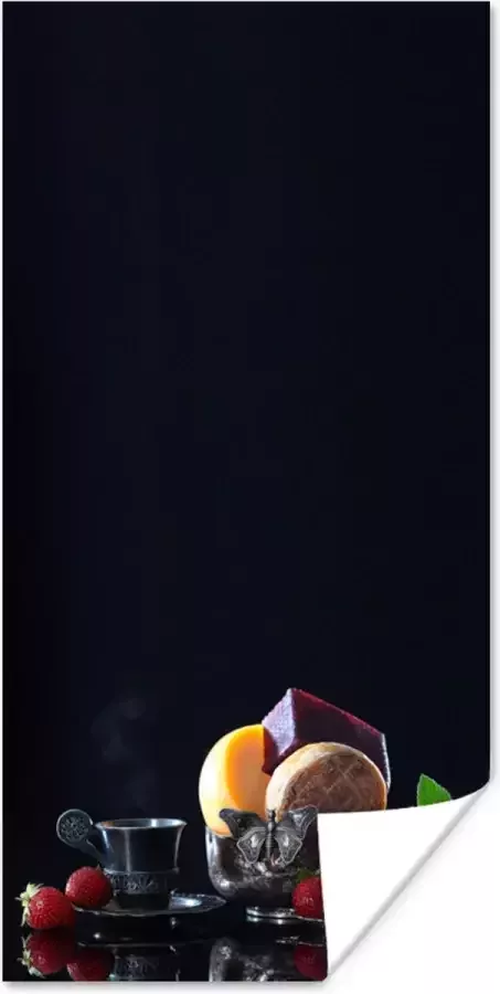 PosterMonkey Poster Rustiek Fruit Kaas Tafel Stilleven 20x40 cm Kerstversiering Kerstdecoratie voor binnen Kerstmis